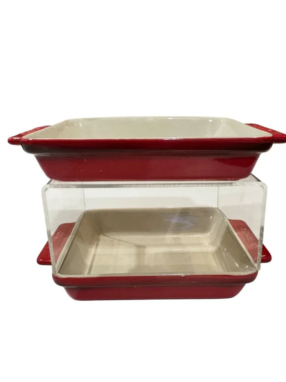 Reposhing-- Red Ceramic Rectangular Baking Dish - Set of 2